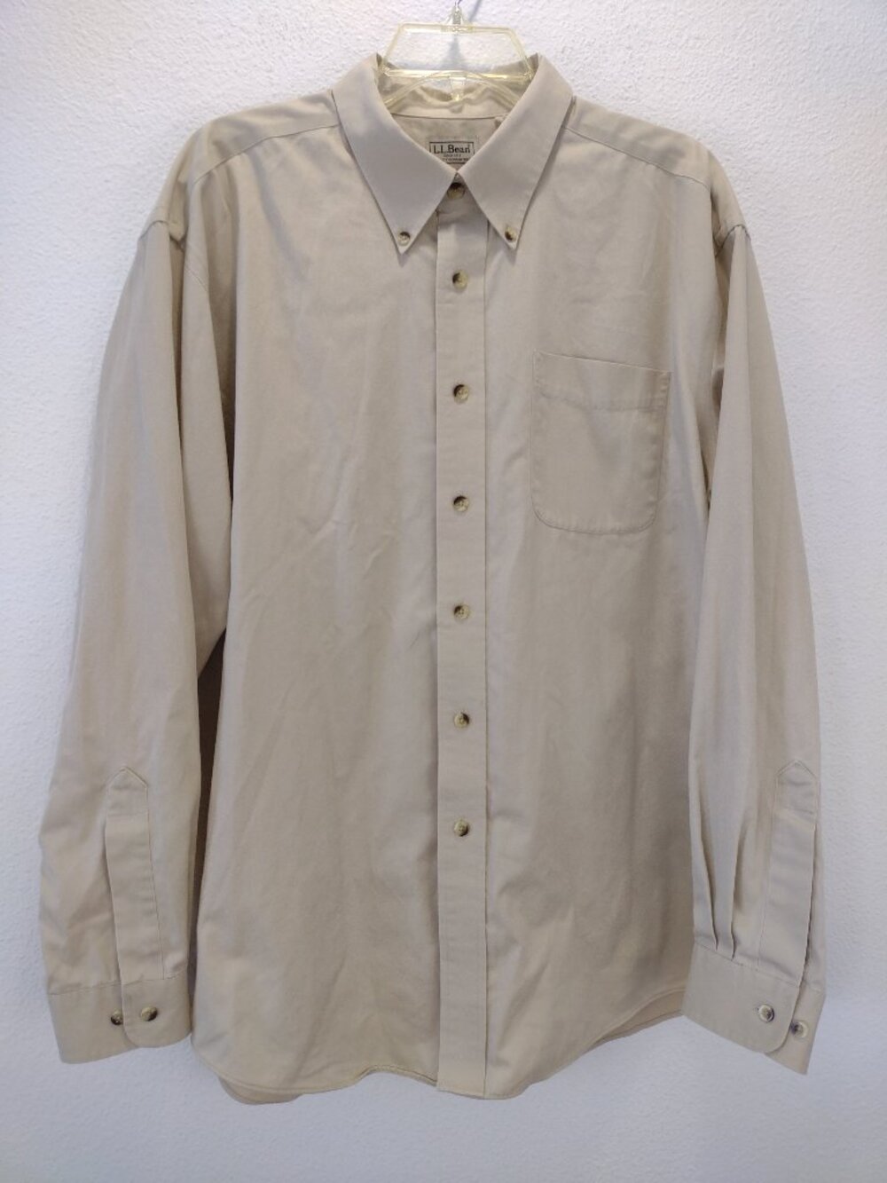 L.L. Bean Men's Button Down Dress Shirt Beige 16.5 33